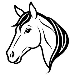 Logo illustration of a horse icon thick outline line art vector illustration