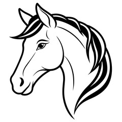 Logo illustration of a horse icon thick outline line art vector illustration