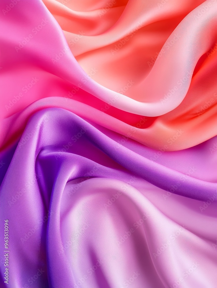 Aufkleber a close-up of smooth pastel fabric with an ombre gradient, displaying flowing curves and soft textur