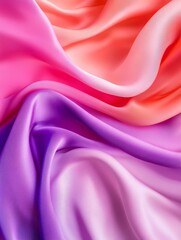 Obraz premium A close-up of smooth pastel fabric with an ombre gradient, displaying flowing curves and soft textures, symbolizing grace, fluidity, elegance, and serenity.
