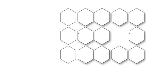 White hexagon 3D background texture. modern abstract polygonal pattern. 3d rendering illustration. 
Futuristic abstract banner. white and black lines 3d Hexagonal. honeycomb white Background.