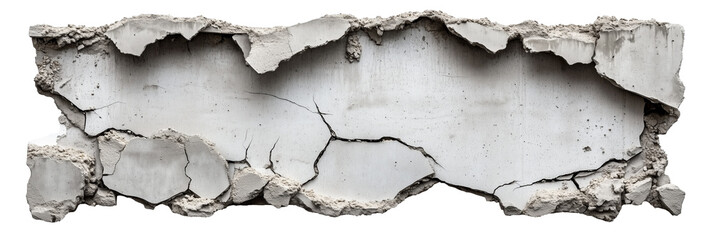 Obraz premium Concrete Wall, Destroyed, Isolated. Graphic Cutout.