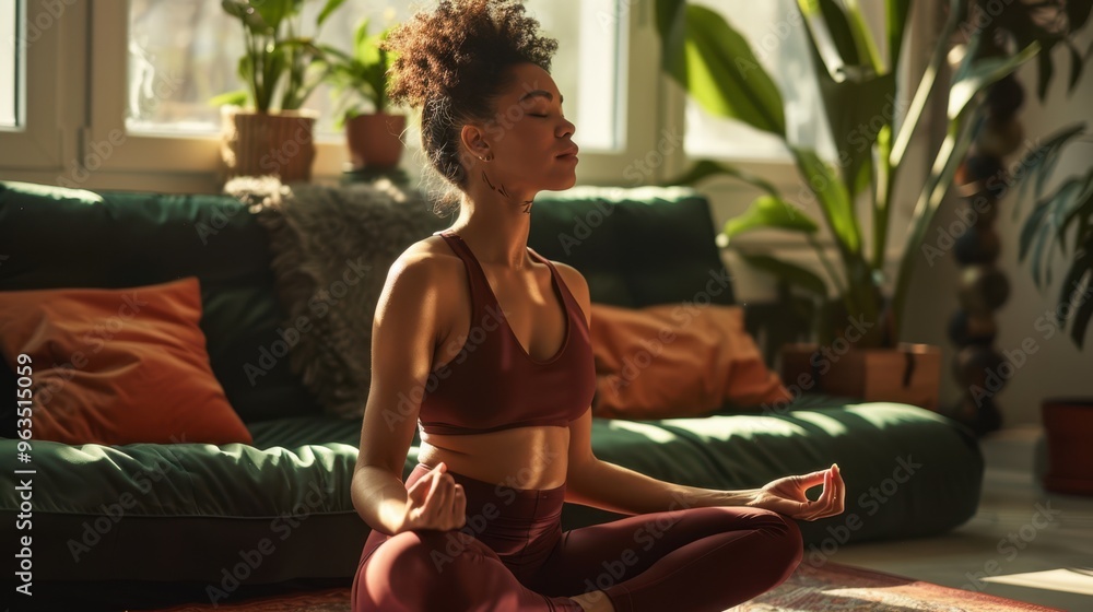 Canvas Prints The Woman Meditating in Peace