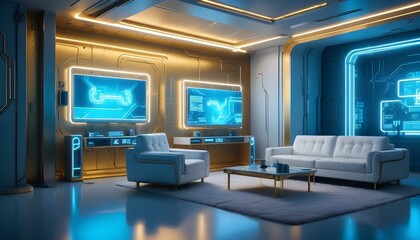 Photo interior modern design room 3d illustration