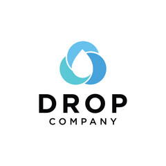 Pure Water Drop Logo Design Template. Oil Drop Symbol Inspiration. Water or Oil Circle Vector. Flat Style Isolated on White Background.