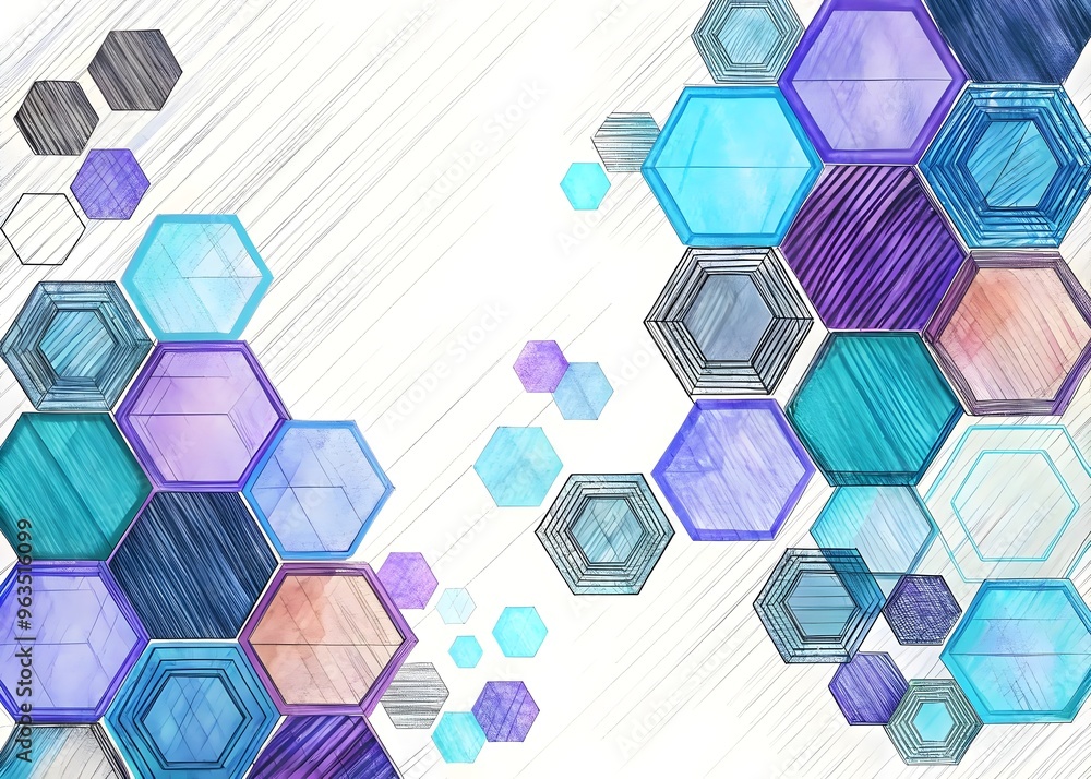 Poster abstract colorful hexagonal patterns artwork vibrant geometry design modern aesthetics