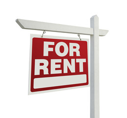 Right Facing For Rent Real Estate Sign Isolated.