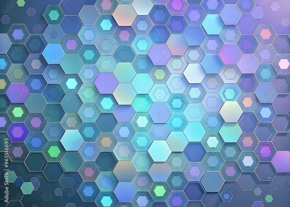 Poster colorful hexagonal patterns modern abstract design digital art