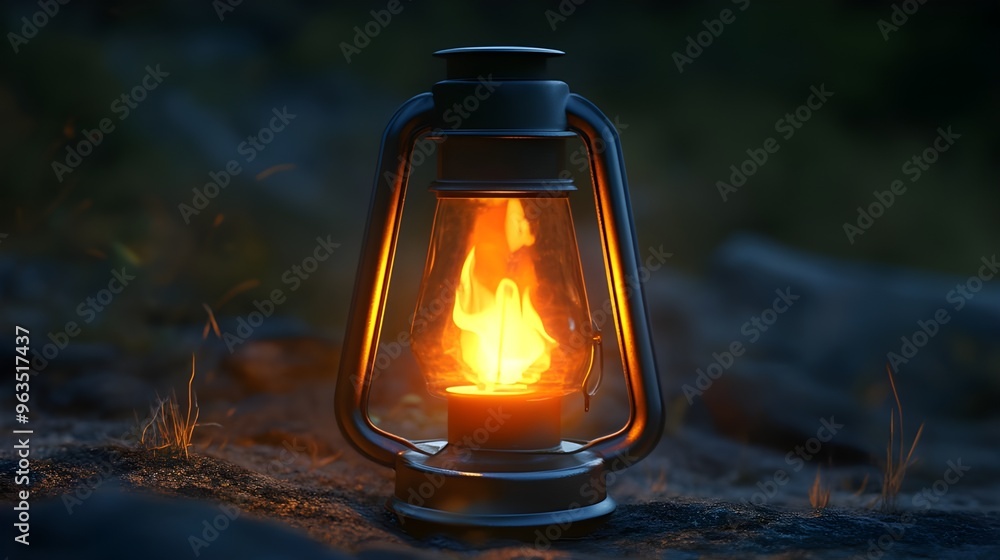 Aufkleber burning kerosene lamp in 3d with realistic light and shadows image