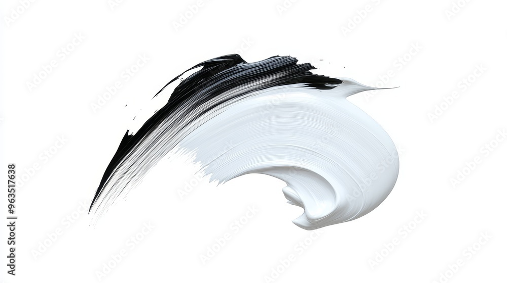Poster a dynamic brushstroke overlay with a white and black paint effect, symbolizing creativity, movement,