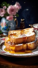 Delicious French Toast with vibrant berries and syrup