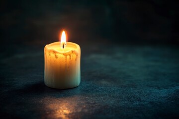 All Saints Day. Votive candle on dark background with copy space .generative ai