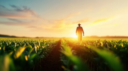 A farmer using sustainable farming practices in a field.