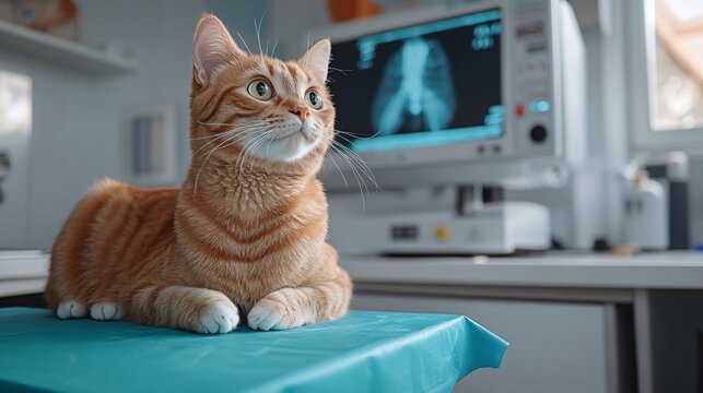 Advanced Technology in Veterinary Care Setting Up an X-ray Machine for a Feline Patient