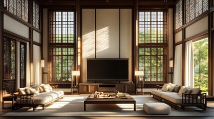 Fototapeta premium Modern Japanese Living Room Interior Design