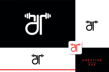 Fitness and gym logo with alphabet DT, TD,	
