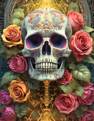 Psychedelic human skull