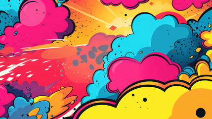 Vibrant Comic Book Background in Pop Art Style.