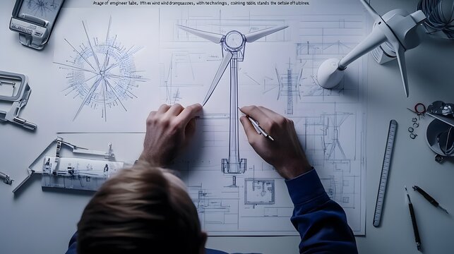 Engineer working on wind turbine designs.