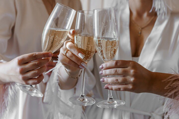 Elegant Celebration with Champagne Toast in Luxurious Attire