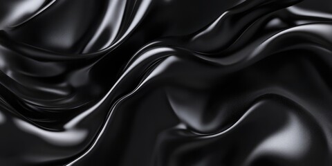 Fototapeta premium Abstract Black Fluid Forms, AI generated illustration