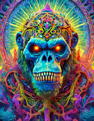 Psychedelic gorilla skull