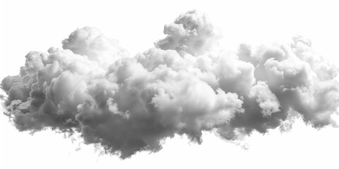 Clouds on White Background, AI generated illustration.
