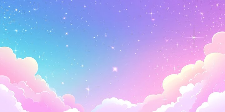 Imagine a whimsical sky with fluffy clouds and stars, creating a stunning gradient ideal for fantasy designs. This backdrop evokes peace and tranquility, perfect for calming backgrounds