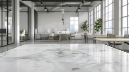 White Marble Tabletop in Modern Office Setting