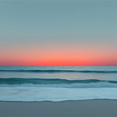Obraz premium Realistic coastal sunset with vibrant colors and gentle waves, beautiful for promotional use