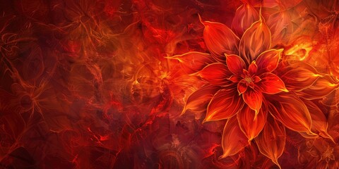 Fiery Floral Art Background. AI generated illustration