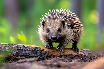 Porcupine shuffling through the forest, its quills rattling softly as it navigates around the camp in search of food