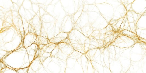 Obraz premium Neural Network Pattern with Golden Branches on White Background. AI generated illustration.