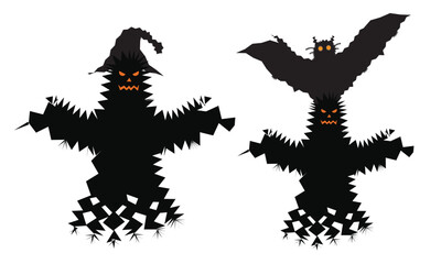 Halloween ghost flat silhouette Vector Illustration