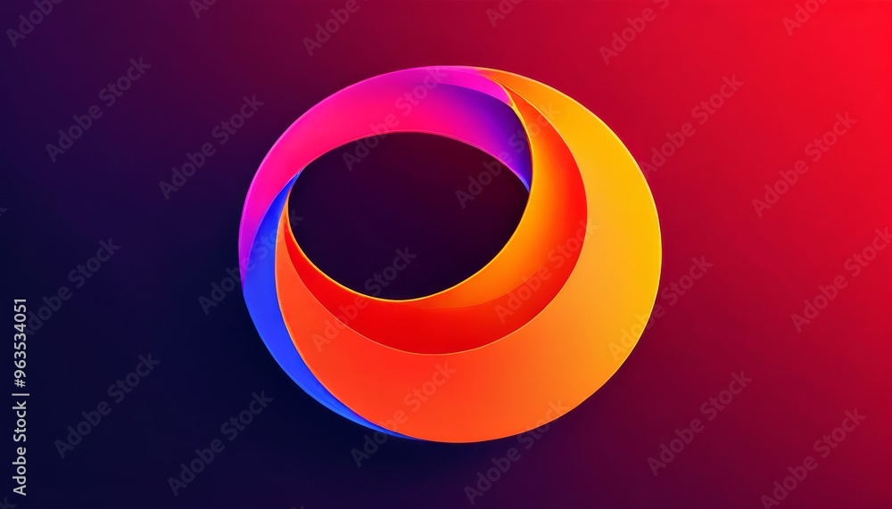 Poster a vibrant and colorful abstract ring set against a gradient background. the smooth curves and vivid 