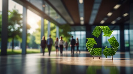 recycle symbol icon sign with professional environment background	
