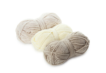 Skeins of soft yarn for knitting isolated on white