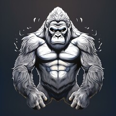 Ilustra&ccedil;&atilde;o realista monocrom&aacute;tica de um gorila