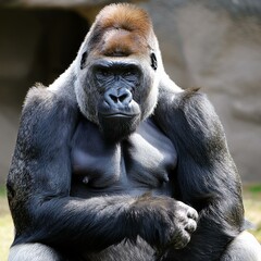 Imagem realista de um gorila em um zool&oacute;gico