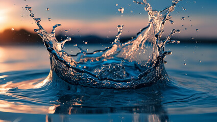 High-Definition Water Splash Wallpaper with Sunlit Reflection | Desktop Background | Water Splash in Water