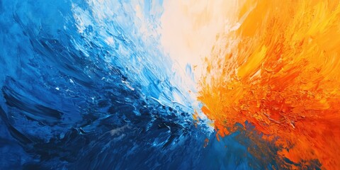 Fototapeta premium Textured Blue and Orange Painting. AI generated illustration.