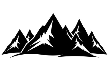 Mountain silhouette vector, Mountains ranges, Black and white mountain icon