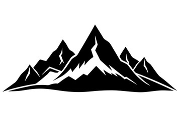 Mountain silhouette vector, Mountains ranges, Black and white mountain icon