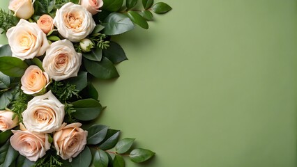 soft flower design on light green background for customizable text and cards