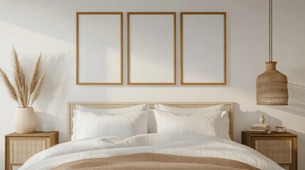 Modern Minimalist Bedroom Interior Design with Wooden Frames