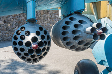 Helicopter rocket launchers mounted on attack helicopter. attack helicopter weapons, Hydra rocket...