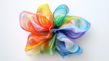 Fototapeta premium A vivid, otherworldly gift enveloped in a rainbow of spacetime patterns against a white background