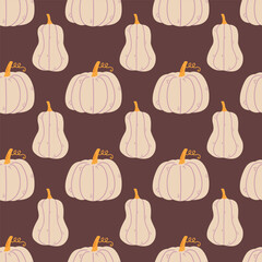 autumn seamless pattern with cute pumpkins