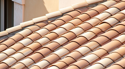 Sophisticated Architecture: Close-Up of Roof Tiles on an Expensive Luxury House, Featuring Modern Residential Construction and Design. photo