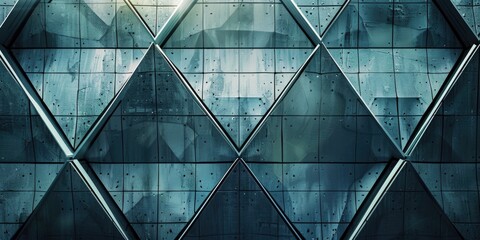 A blue and white image of a building with a diamond pattern. The image has a modern and sleek feel to it